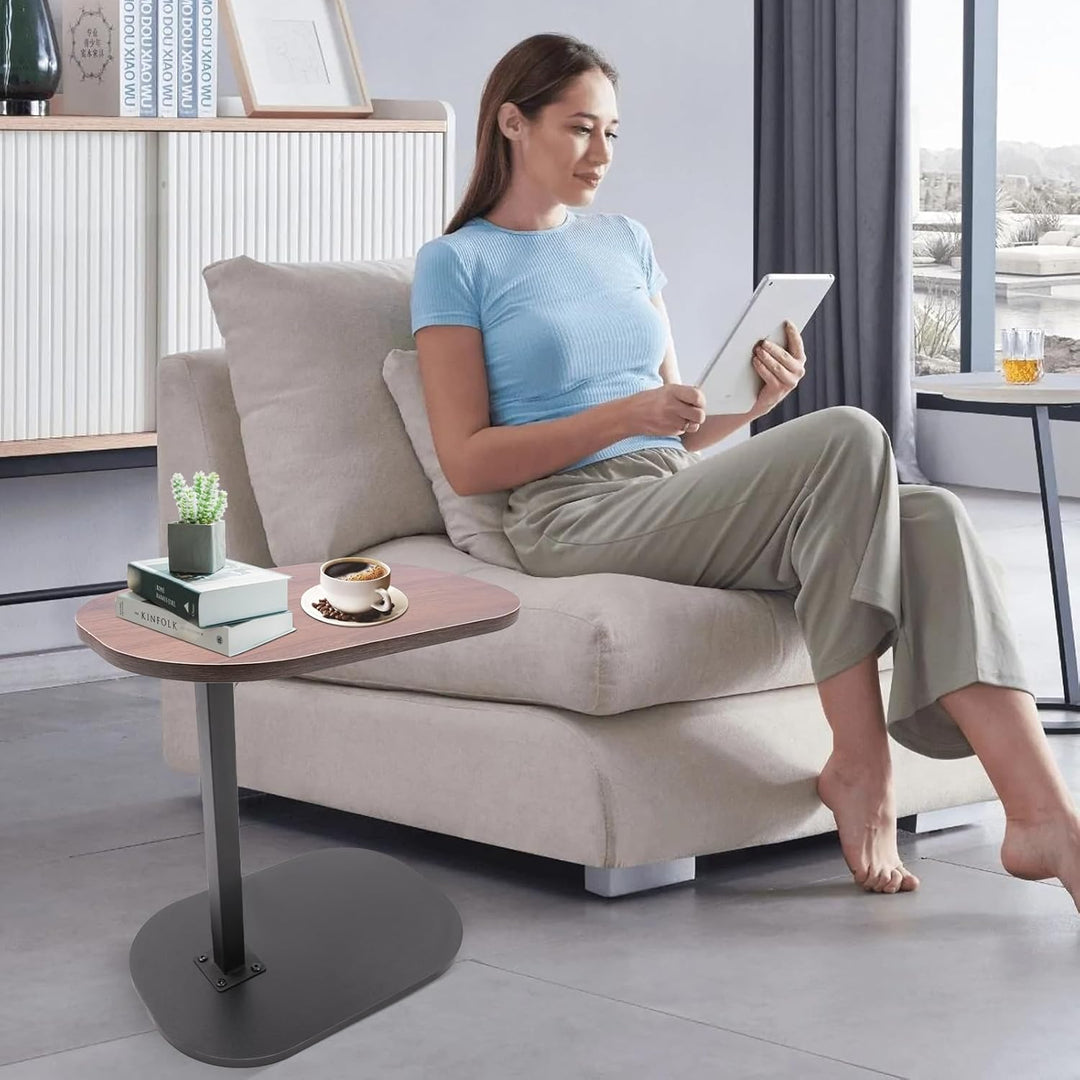 C-förmiger Beistelltisch höhenverstellbar 45–80cm, drehbare & neigbare Tischplatte, Sofatisch Nachtt