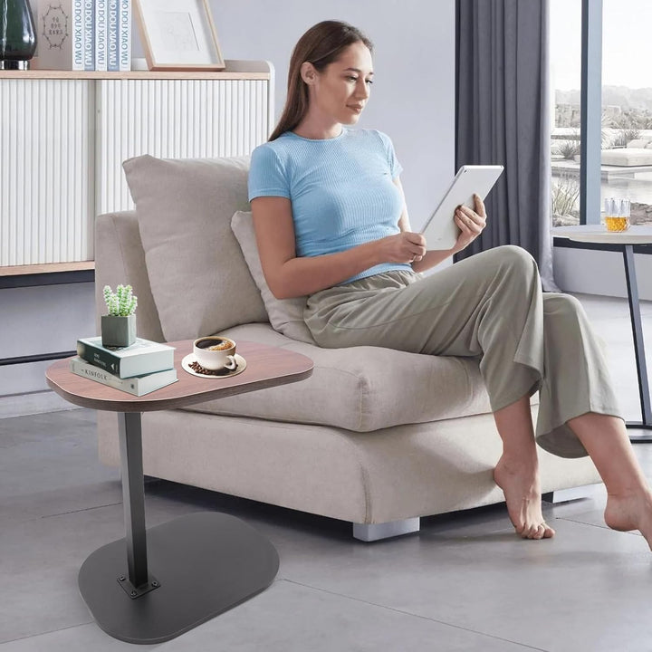 C-förmiger Beistelltisch höhenverstellbar 45–80cm, drehbare & neigbare Tischplatte, Sofatisch Nachtt