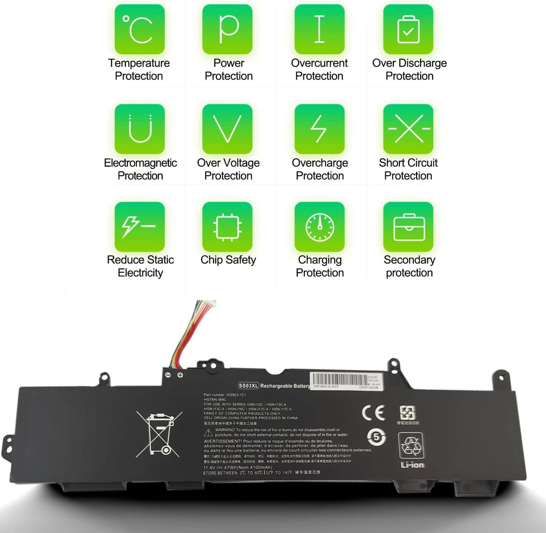 FengWings® SS03XL 933321-855 SS03 Akku 11.4V 47Wh, Eratz für HP EliteBook 730 735 740 745 830 840 84