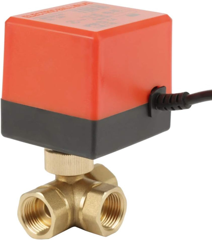 G1/2 "DN15 Messing motorisierter Kugelhahn, elektrischer 3-Wege-220-V-Wechselstrom-Kugelhahn zur Dur