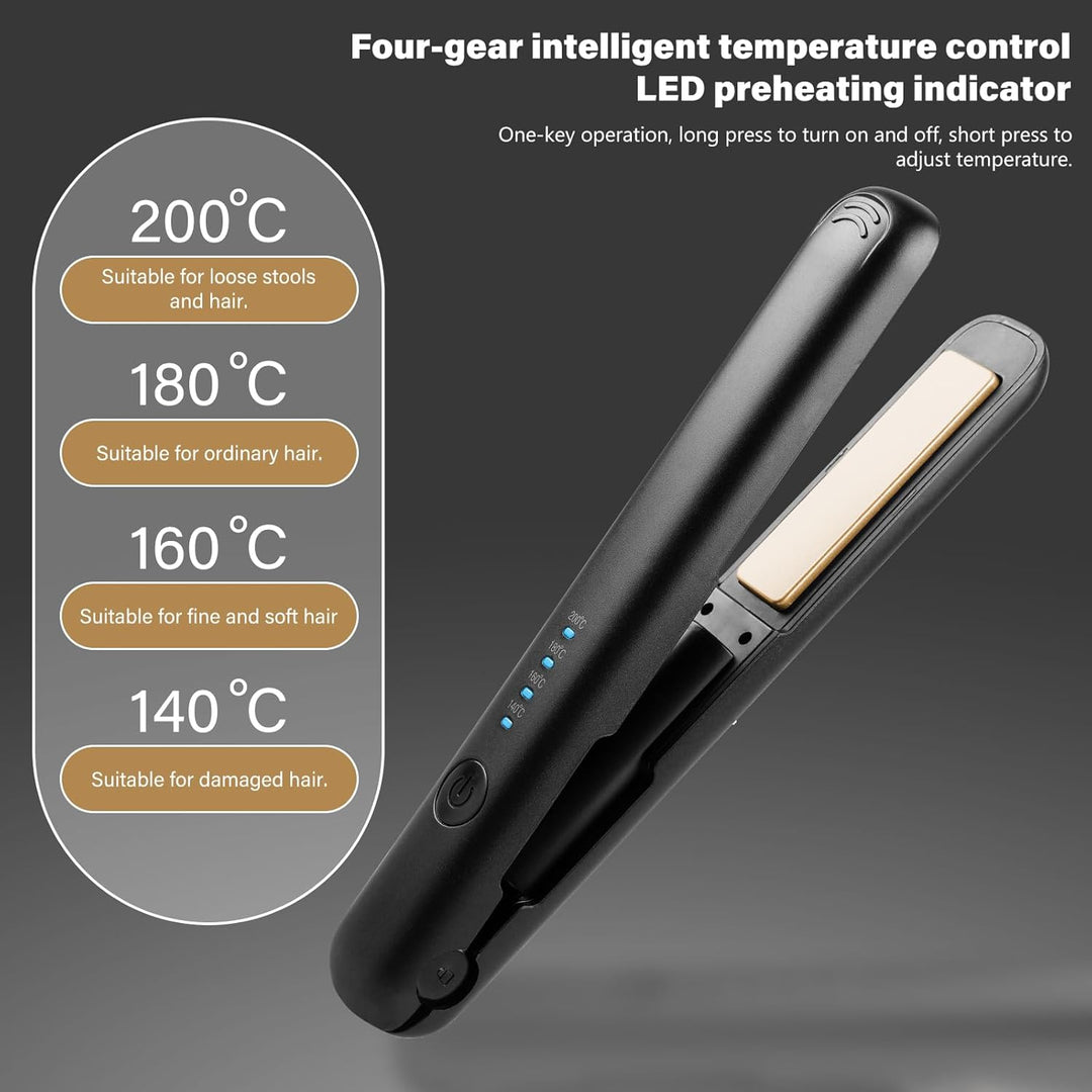 Mini 2-in-1 kabelloses Glätteisen und Lockenstab für Kurze, lockiges und langes Haar - tragbarer Rei