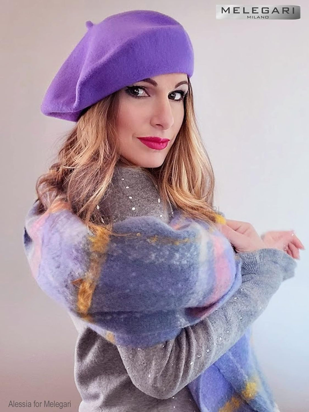 Baskenmütze für Damen, 100 % Wolle, Roma Beret, hergestellt in Italien