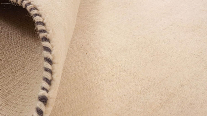 RUG PRINCE Wollteppich Gabbeh Uni 40x60 Handgewebt Weiss Einfarbig Handarbeit Zimmer Weiss 40x60 cm,