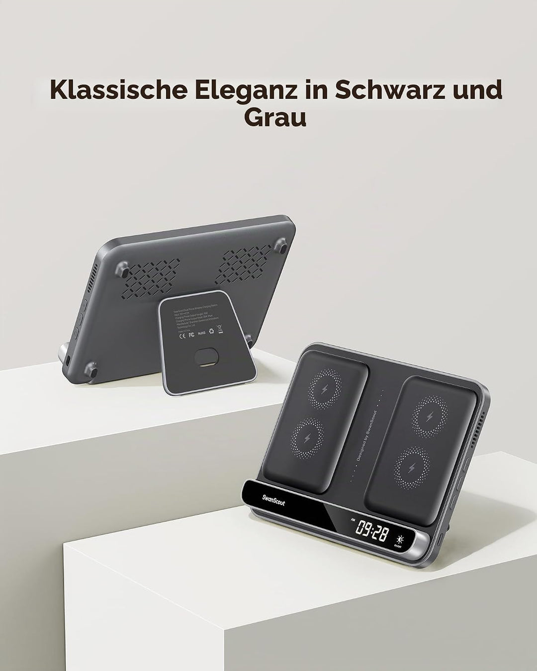 Dual Induktive Ladestation für 2 Handys, 30W Doppel Handy Ladestation für iPhone Air/17 Pro/17 Pro M