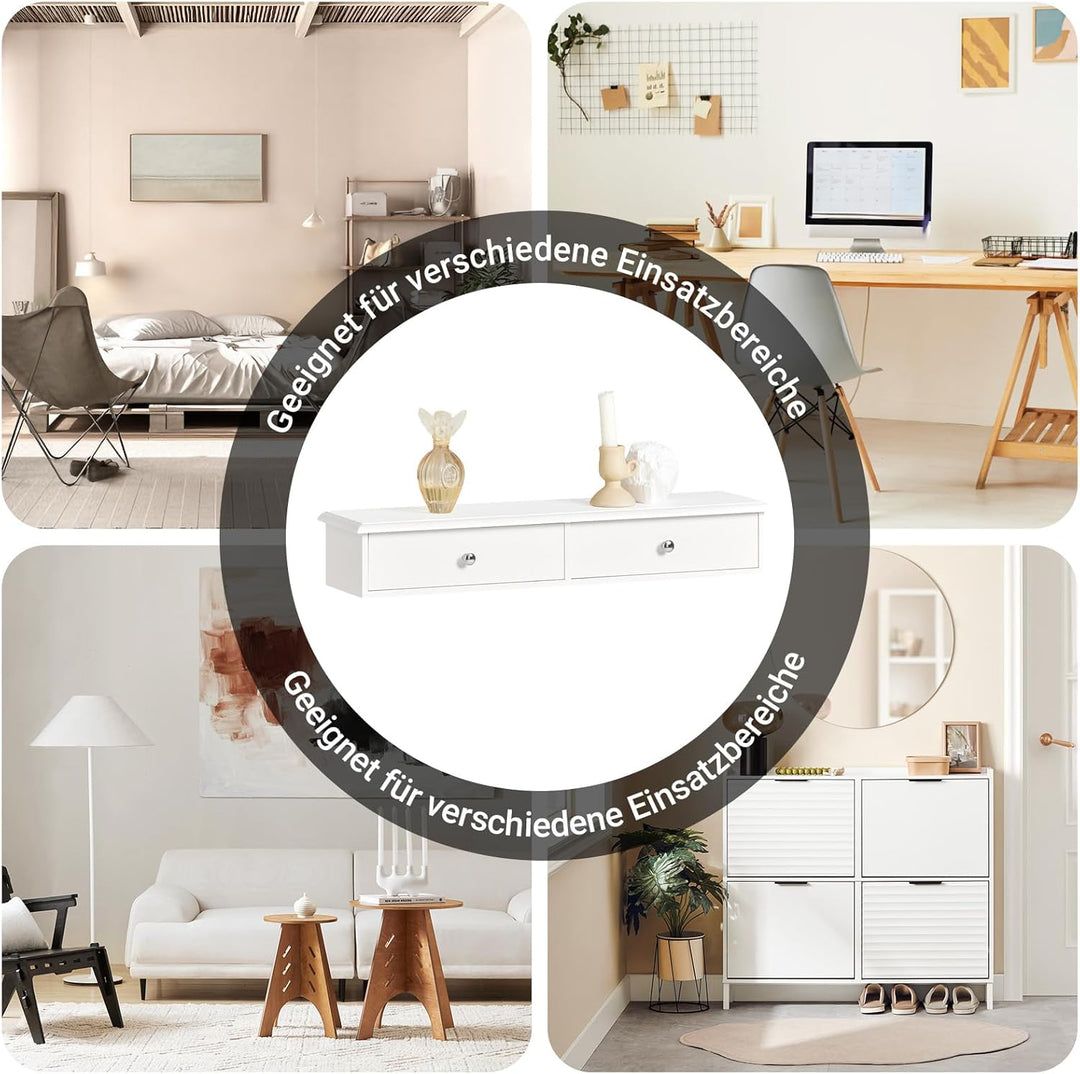 SoBuy FRG43-W Wandschrank Badezimmerschrank Hängeregal Wandregal Wandgarderobe mit 2 Schubladen Häng