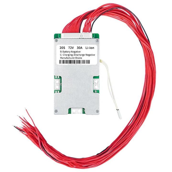 Bisida BMS 20S 72V 30A Lithium-PCB-Schutzplatine mit Balancerleitung und NTC, gemeinsamem Anschluss,