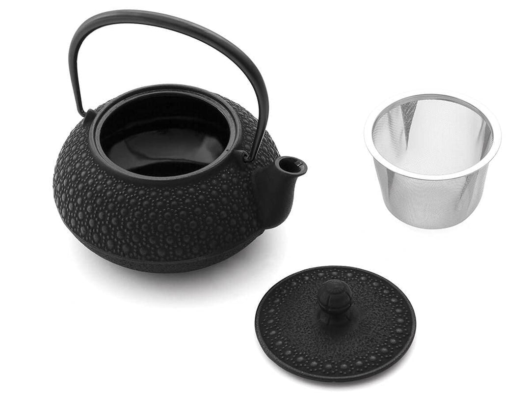 Iwachu Teekanne Gusseisen. Japanische Kyusu Kikko Original, Schwarz 650ml, 0,65 Liter Sieb-Einsatz E