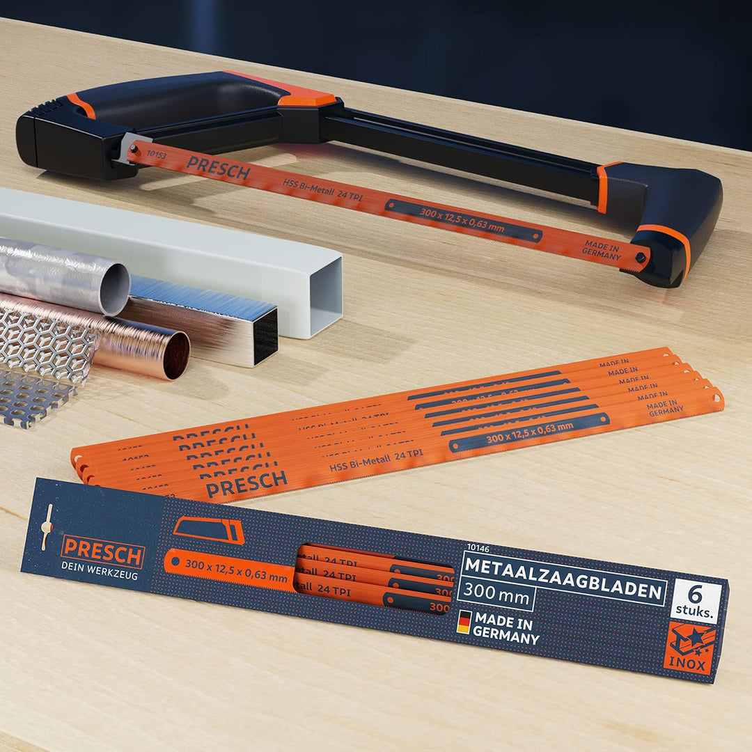 Presch Metallsägeblatt Set 300mm 6 Stk. - Original PUK Sägeblätter für 300mm Handsägen - Bi-Metallsä