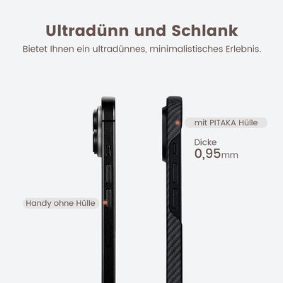 pitaka Ultradünne Hülle für iPhone 15 Plus Kompatibel mit Magsafe aus 600D Aramidfaser Magnetische S