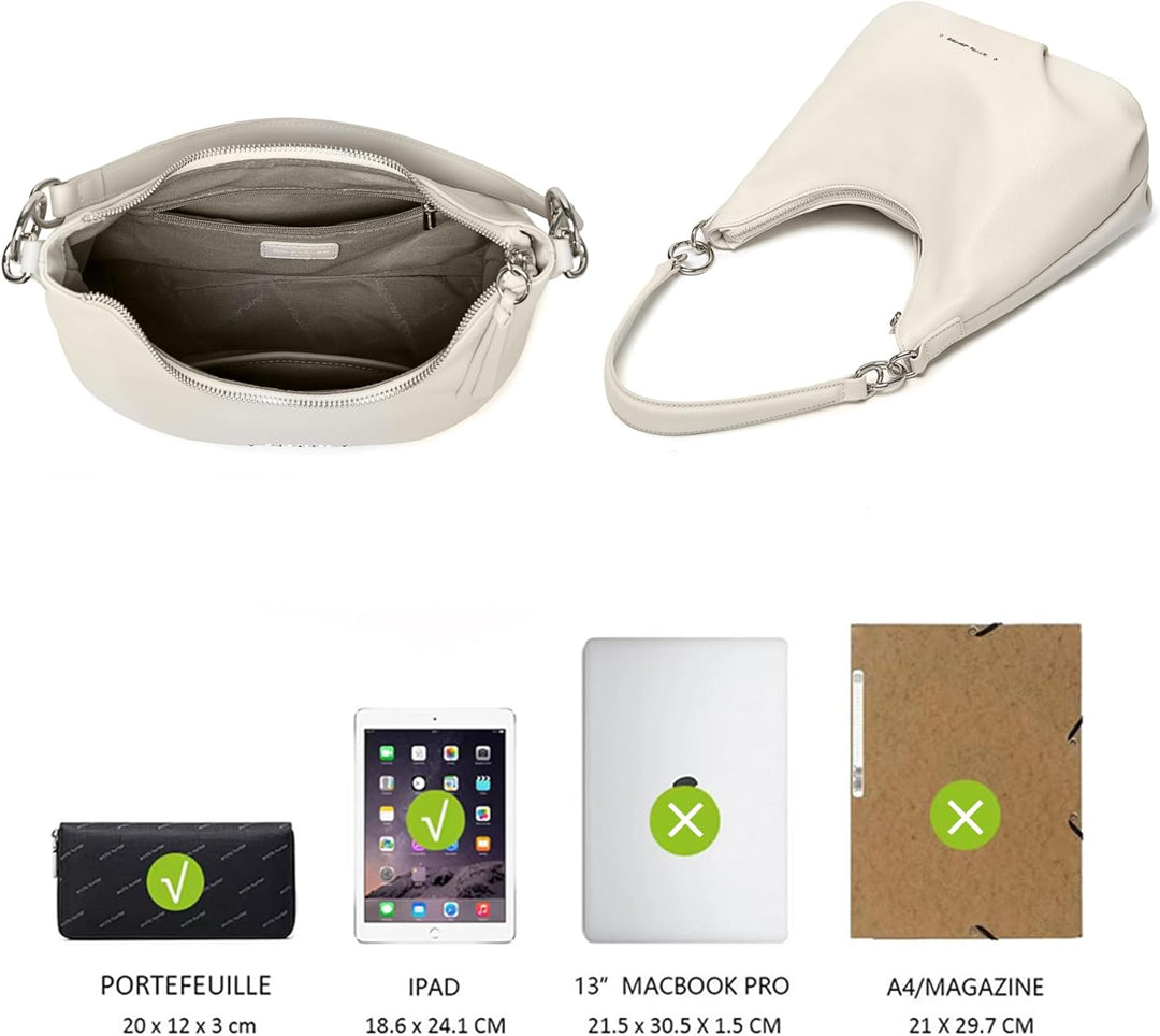 David Jones - Damen Hobo Tasche - Schultertasche Mittelgrosse - Handtasche PU Weiche Leder - Kleine