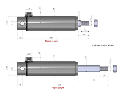Bremszylinder mit Rückholfeder innen einfachwirkend, Hydraulikzylinder Anhänger