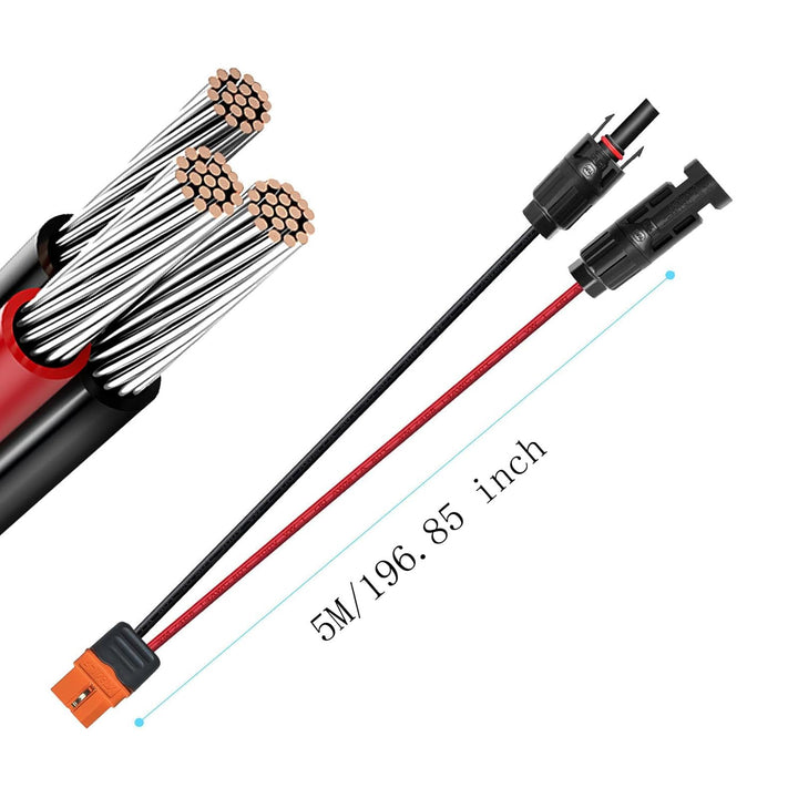 ZkeeShop Solarladekabel Solarstecker auf XT60i Adapter Stecker Anschluss Solarpanel 12AWG XT60i-F Ka