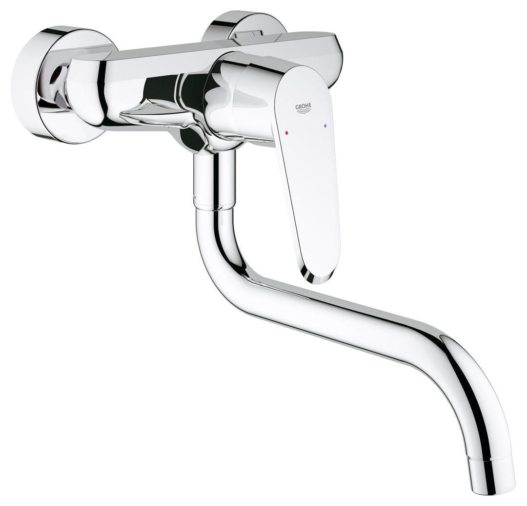 GROHE Eurodisc Cosmopolitan Einhand-Spültischbatterie, Wandmontage 33772002, Silber, Silber