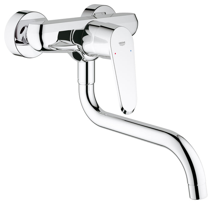 GROHE Eurodisc Cosmopolitan Einhand-Spültischbatterie, Wandmontage 33772002, Silber, Silber