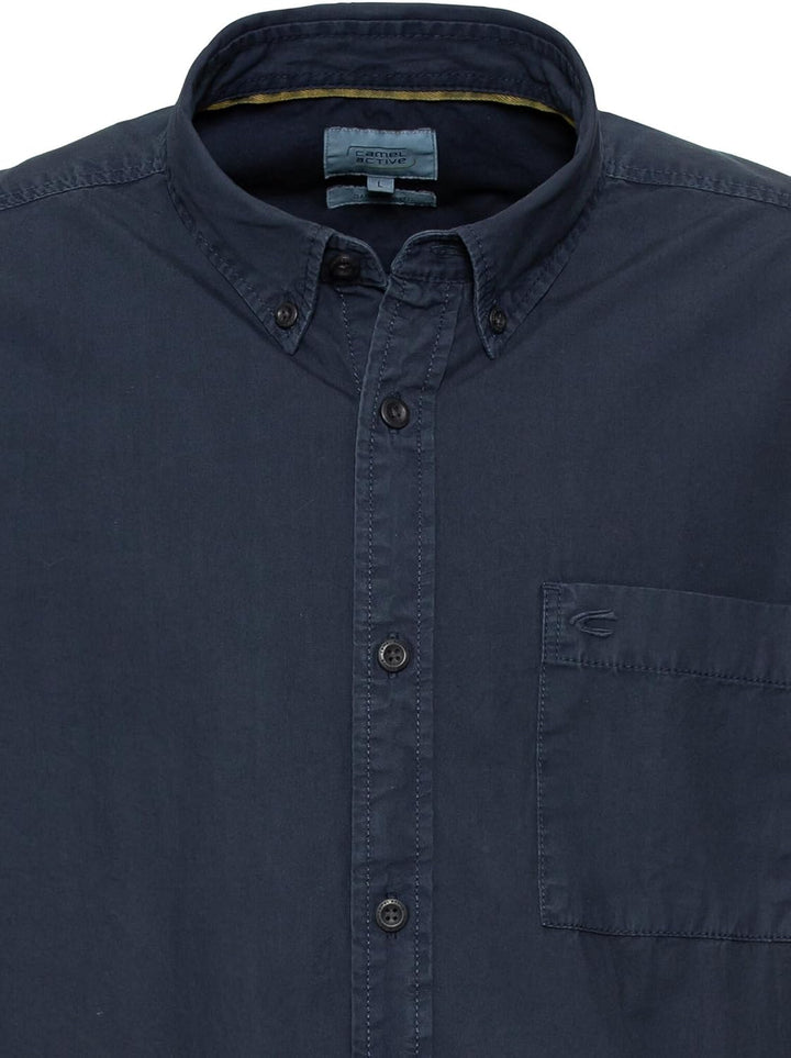 camel active Herren Langarmhemd aus Baumwolle S Dunkelblau, S Dunkelblau