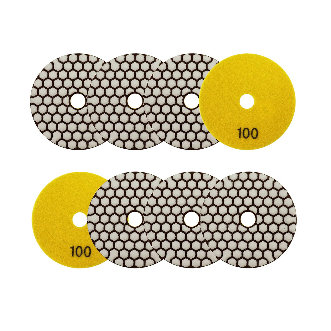 Trocken Diamant Polierpad 100mm 8 Stücke Körnung 100 Polierscheiben für Granit Marmor Kunststein Qua
