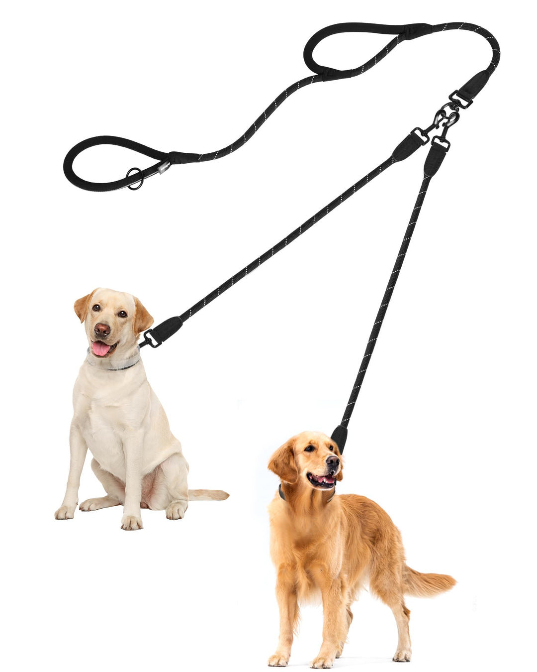 PetBonus Hundeleine Doppelleine für 2 Hunde, Keine Verwicklung Trainingsleine mit Zwei Gepolsterten