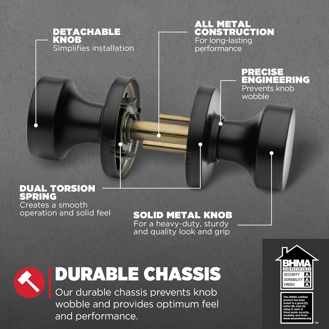 Kwikset 97200-892 Pismo Türknauf, rund, mattschwarz Matte Black Durchgang, Matte Black Durchgang