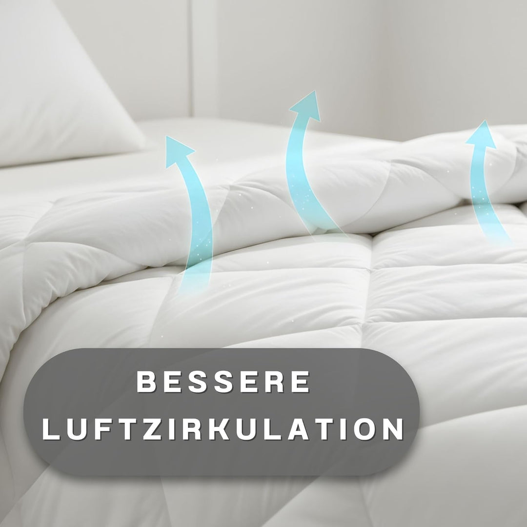 Bettdecke Ganzjahresdecke Steppdecke 135 x 200 cm - Schlafdecke warm Steppbettdecke Duvet weiss Set: