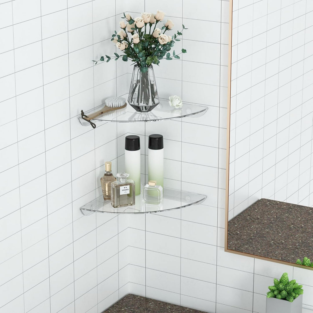 24x24CM Acryl Ecke Floating Regal Set von 2, Klare Ecke Wand Regal für Home Decor, Lautsprecher, Sic
