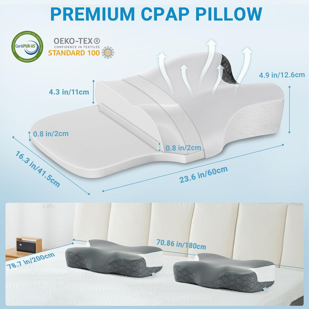 Elviros Memory Foam CPAP-Kissen, Ergonomisches Höhen- und Härteverstellbares Nackenkissen für CPAP-A
