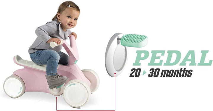 BERG GO2 2in1 Rutschauto Rosa | Kinderrutscher &amp; Laufrad ab 1 Jahr | Kinderauto mit ausklappbaren Pe