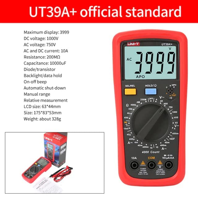 UNI-T UT39A+ Digital Multimeter Auto Range With LCD Backlight Data Hold Multimetro tester (UT39A+),