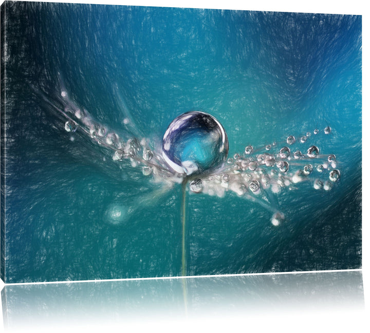 Pixxprint Wassertropfen auf Einer Pusteblume als Leinwandbild/Grösse: 100x70 cm/Wandbild/Kunstdruck/