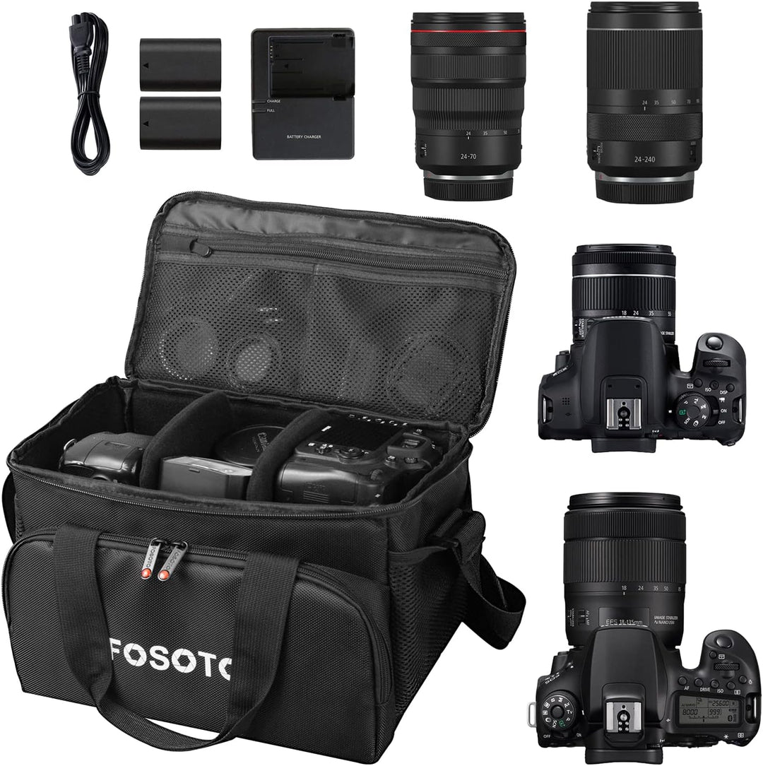 FOSOTO DSLR-Kameratasche Spiegelreflex Fototasche, Grosse XL Videokameara/Camcorder Tasche für Canon