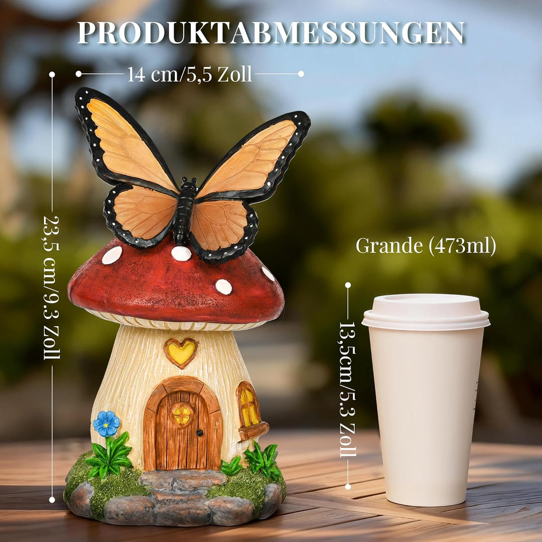 GIGALUMI Solar Schmetterlings Pilzhäuser, Gartendeko für Aussen, Geschenke für Mama, Muttertagsgesch