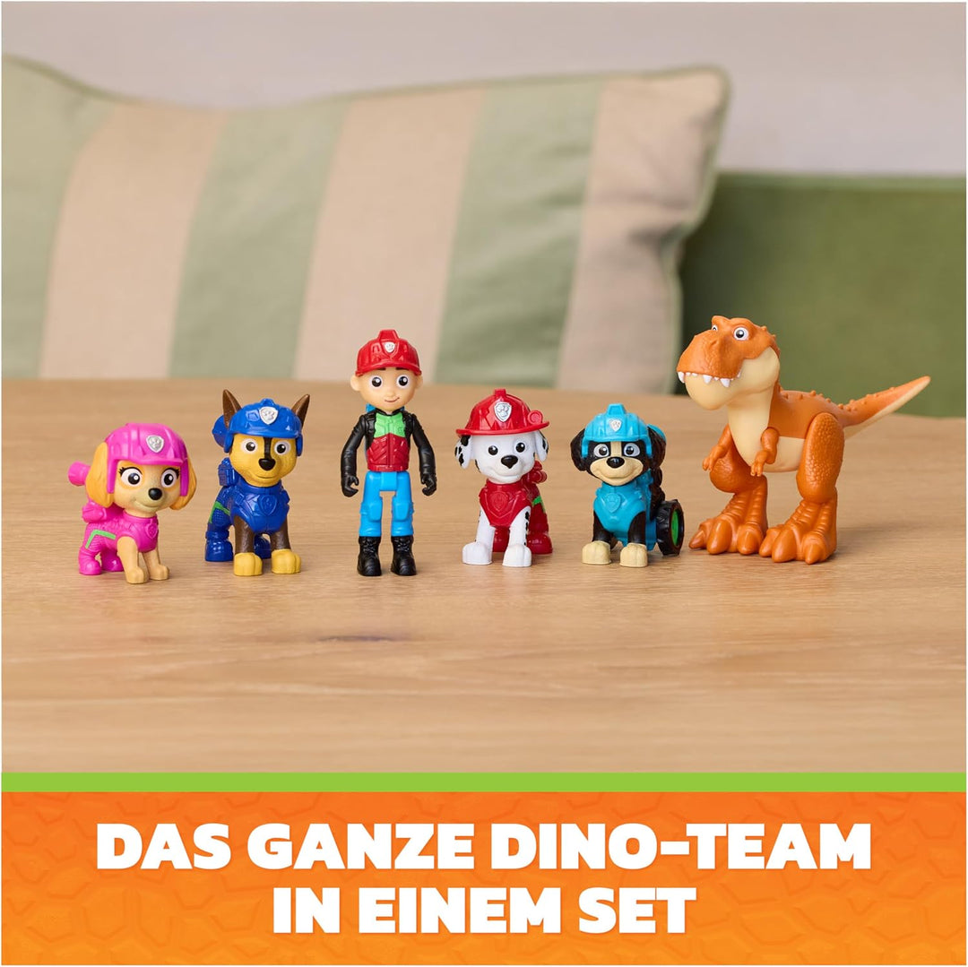 PAW PATROL: Der Dino Film, Abenteuer Figuren 6er-Pack, Set aus Ryder, Timmy, Rex, sowie 3 weiteren W