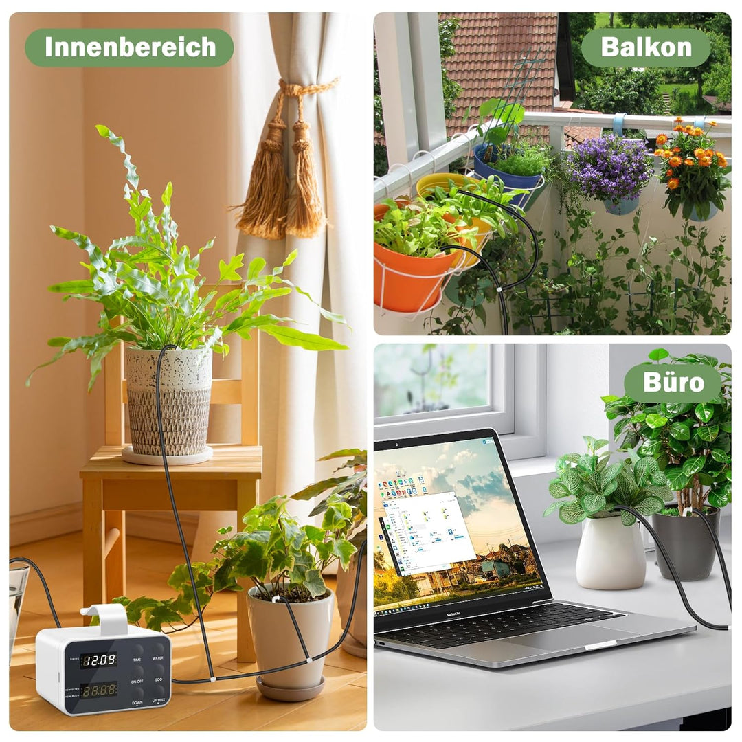 Automatische Bewässerung Indoor, Wiederaufladbares Bewässerungssystem für 15 Pflanzen, Programmierba