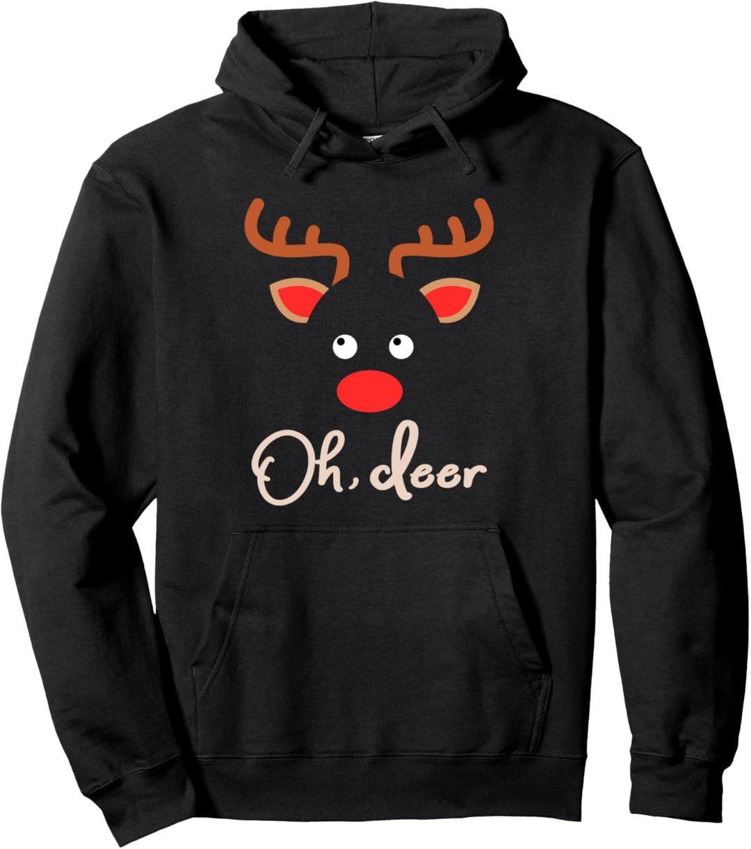 Oh Deer Funny Ugly Christmas Pullover Hoodie