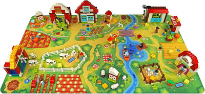 HuggyPlay Spielteppich Bauernhof Kinderteppich 90 x 150 cm, Bauernhof