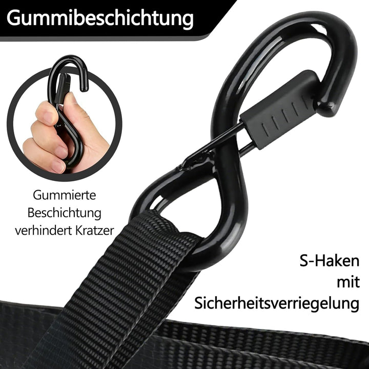 2 Stück Automatik Spanngurte, Selbstaufrollende Ratschengurte 3m x 25mm mit S-Haken, Automatik Spann