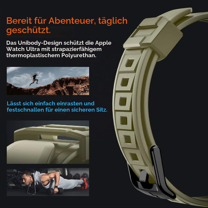 Spigen Rugged Armor Pro Hülle mit Band für Apple Watch Ultra 3/2/1 49mm | TPU-Unibody-Hülle mit Armb