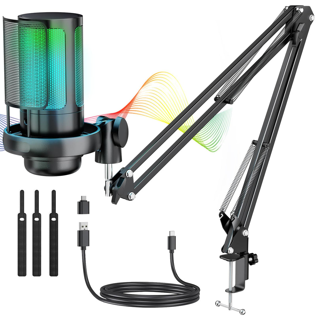 Anykuu Kondensator Microphone Kit Professional, 192kHZ/24 USB Gaming Mikrofon PC Streaming Podcast U