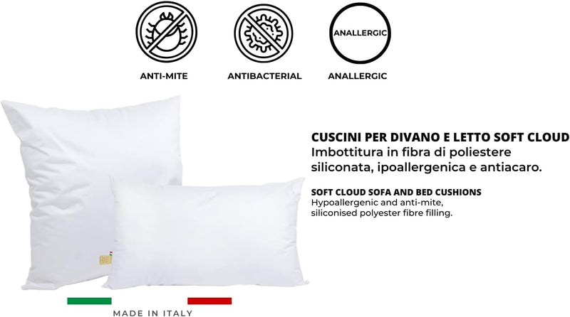 GM Soft Cloud Kissen 60x60 Kopfkissen 2er Set Dekokissen fŸr Bett und Sofa Innenkissen 100% Baumwoll