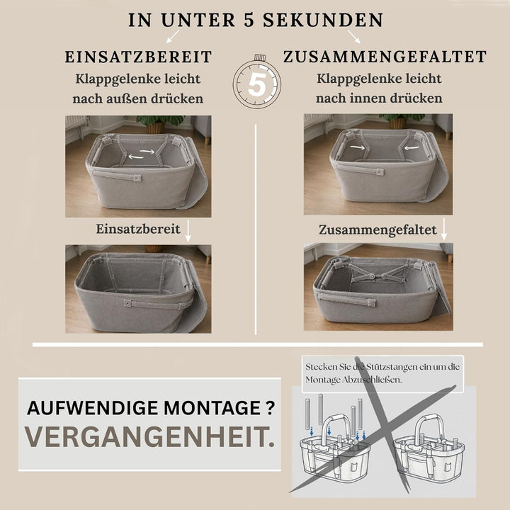 43L Einkaufskorb faltbar mit Deckel, gross & stabil, auch als Muttikorb nutzbar, isolierter Kühlkorb