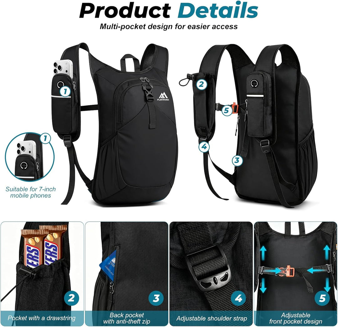 flintronic Wanderrucksack Herren Damen 18L, Rucksack Unisex Trekkingrucksack, Design Daypack Faltbar