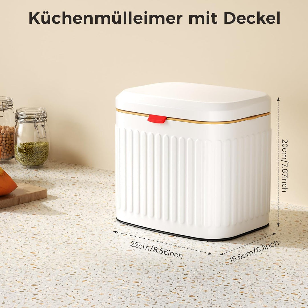 Edelstahl Komposteimer für Küche, Mülleimer zum Aufhängen mit Deckel, 4L Küchen-Kompostbehälter für