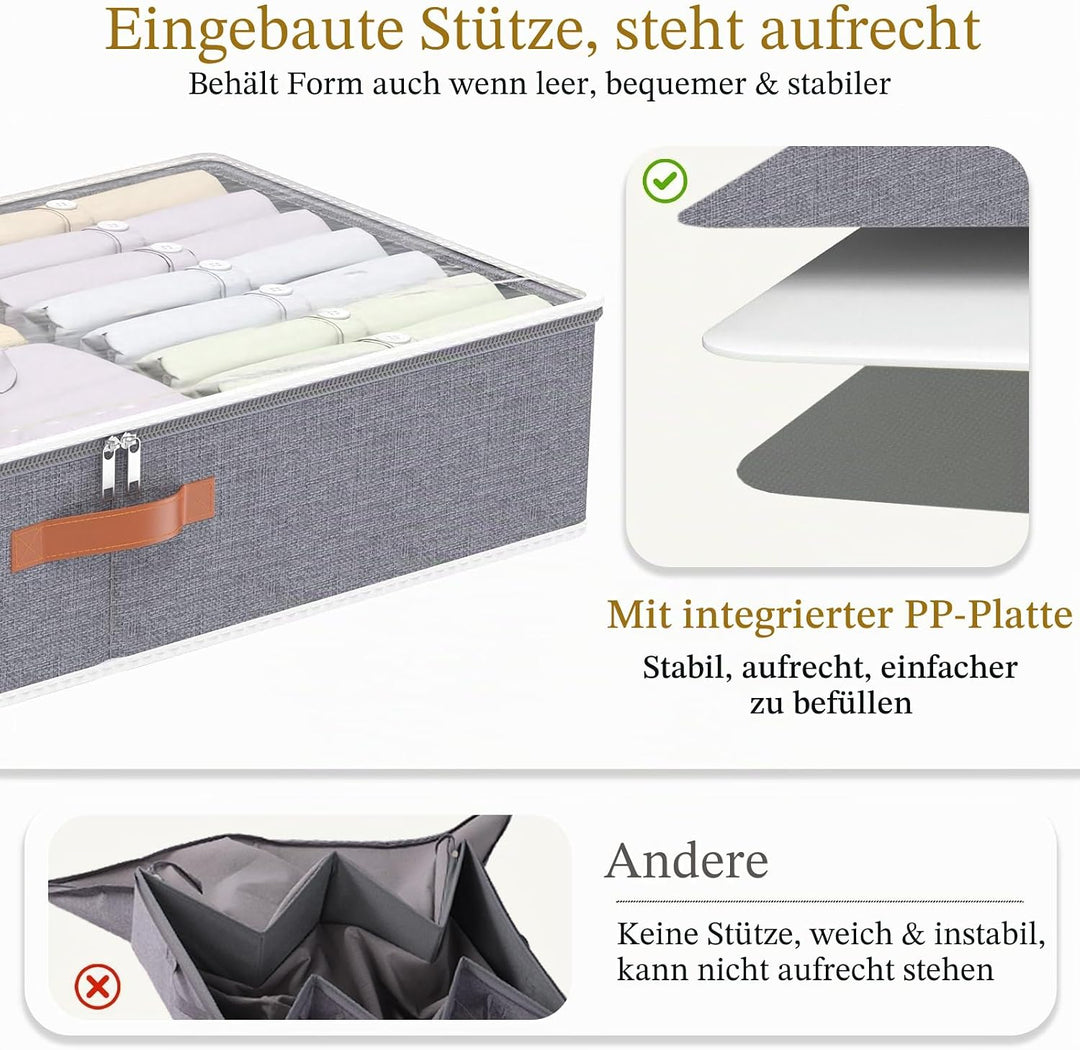 Yawinhe 2 Stück Unterbettkommode, Unterbett-Aufbewahrungstasche, Kleideraufbewahrung, Faltbare Aufbe