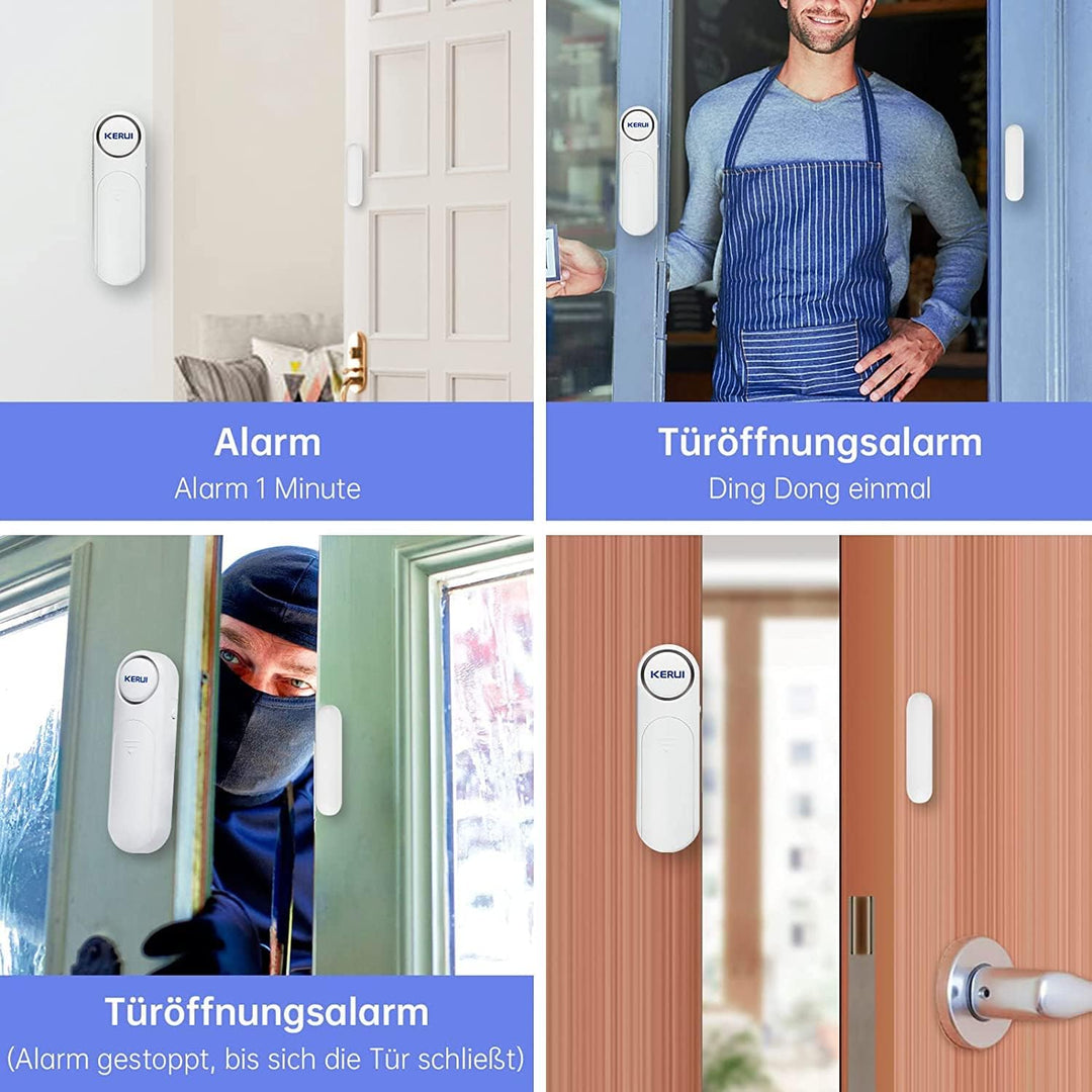 Fensteralarm,Türalarm mit 4 Fernbedienungen, Drahtloses Home Security Alarmanlage Magnetsensor 120dB