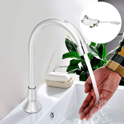 Fusshahn, Wasserhahn mit Fussbedienung,Badezimmer-Waschtisch-Fusshahn-Set, berührungsloses Fusspedal