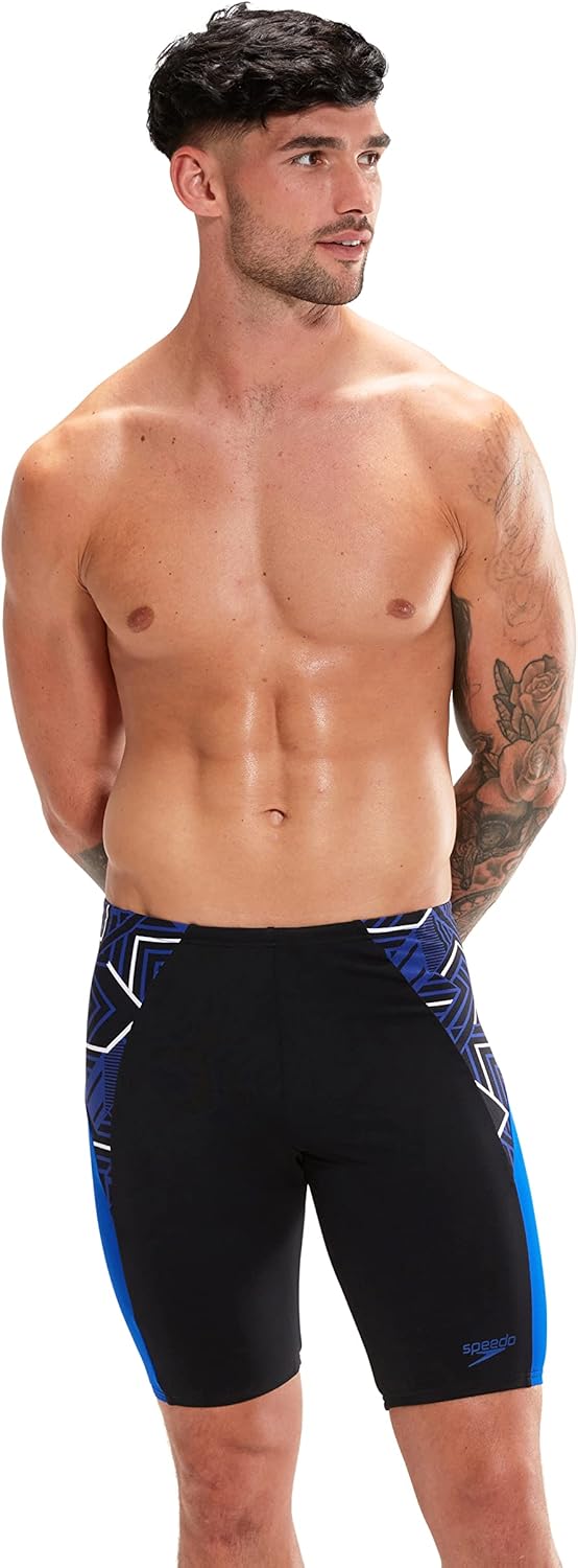 Speedo Herren Eco Endurance+ Splice II Badehose Schwarz/Chromblau/Weiss 1, Schwarz/Chromblau/Weiss 1