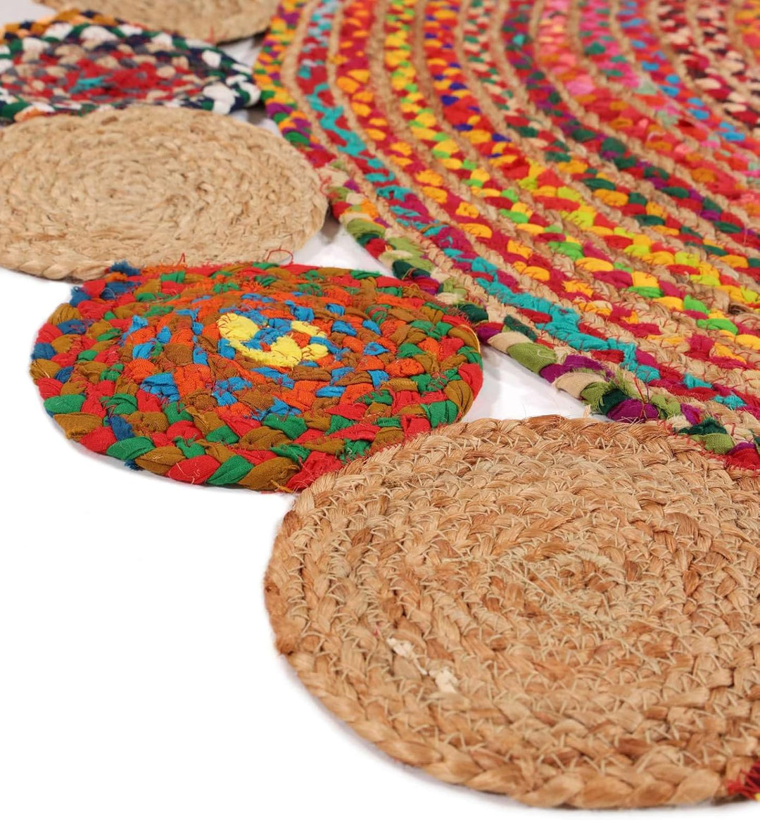 RugVista, Solana Dot Jute, Teppich, Mittelflor, ∅ 200 cm, Rund, Modern, Jute, Flur, Schlafzimmer, Kü