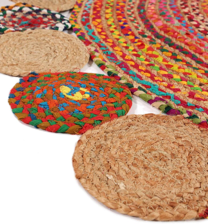 RugVista, Solana Dot Jute, Teppich, Mittelflor, ∅ 200 cm, Rund, Modern, Jute, Flur, Schlafzimmer, Kü