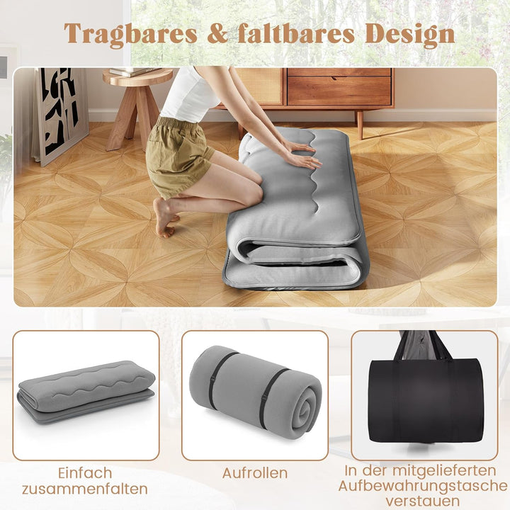 COSTWAY Japanische Futon Matratze, Tatami-Matte, Bodenmatratze, Klappmatratze mit waschbarem Bezug,