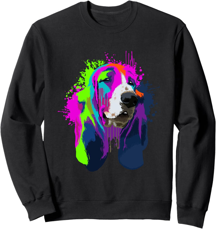 Splash Art Basset Hound Hundehalter Geschenkidee Hunde Sweatshirt