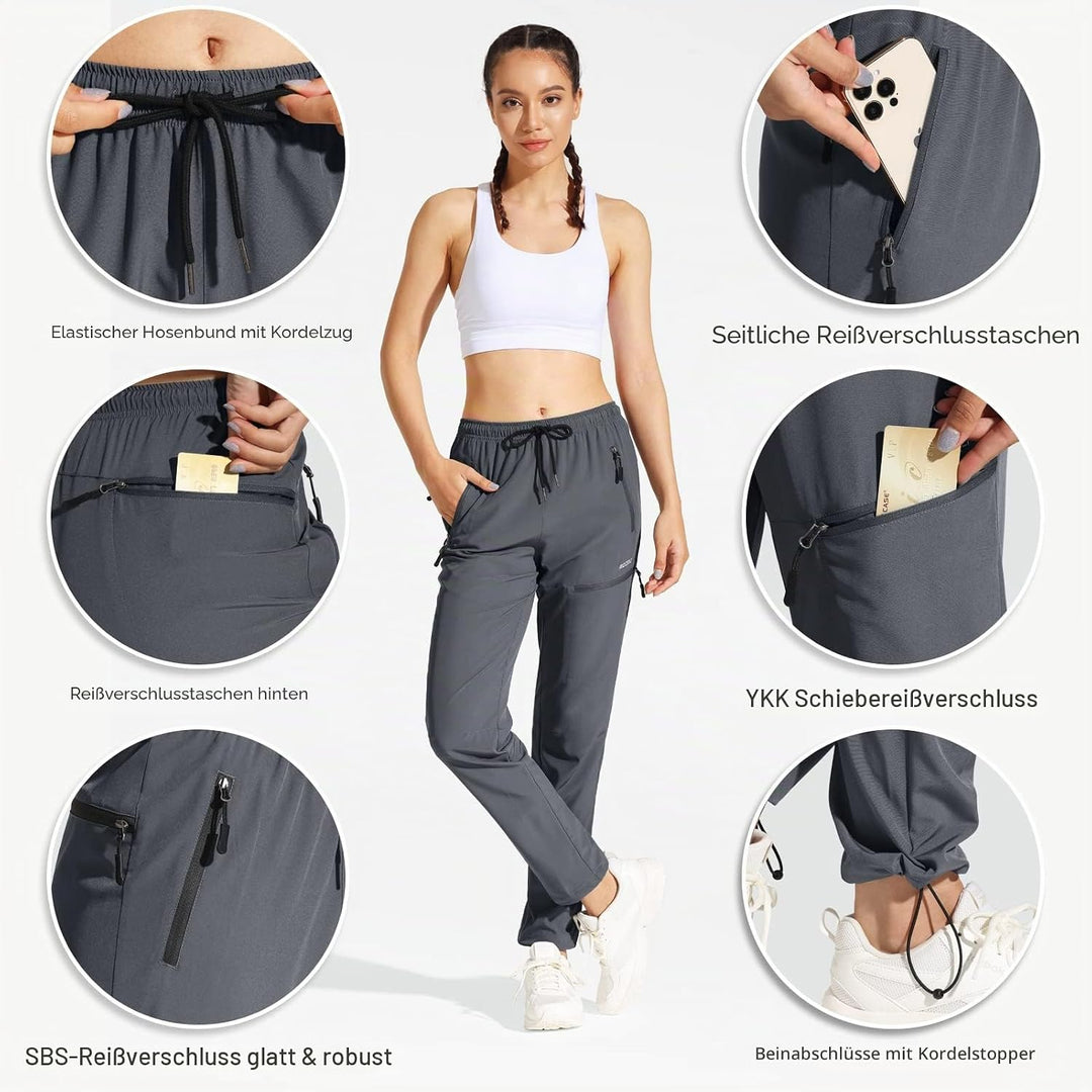 MOCOLY Damen Wanderhose Cargohose Wasserdicht Elastische Outdoorhose Cargo Jogginghose Trekkinghose